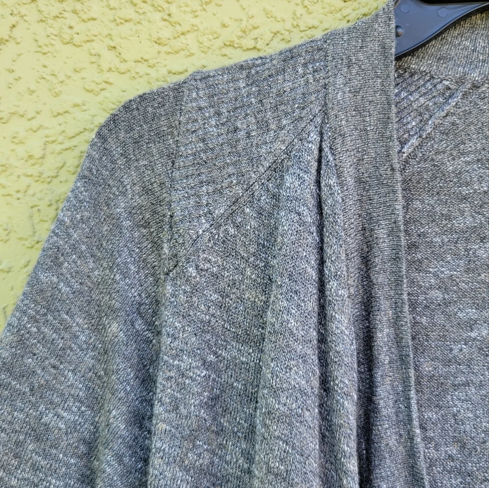 Vince Linen Blend Open Drape Heather Grey Cardigan